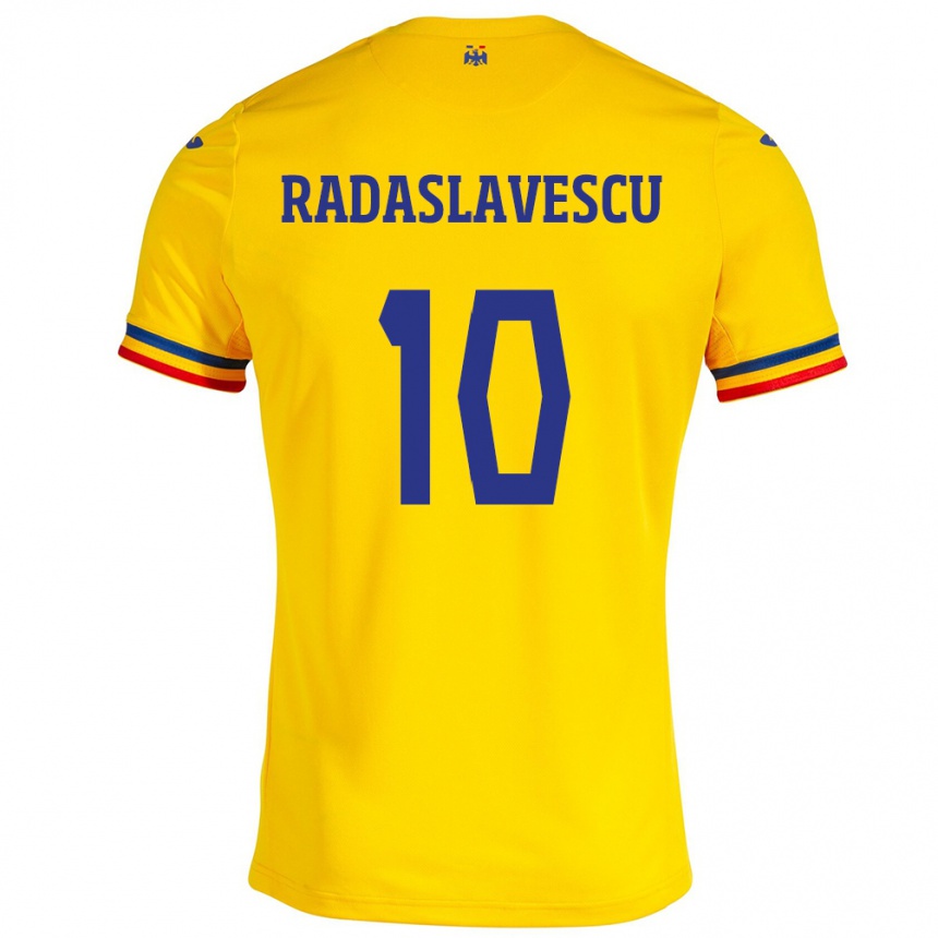 Niño Fútbol Camiseta Rumania Eduard Radaslavescu #10 Amarillo 1ª Equipación 24-26 Perú