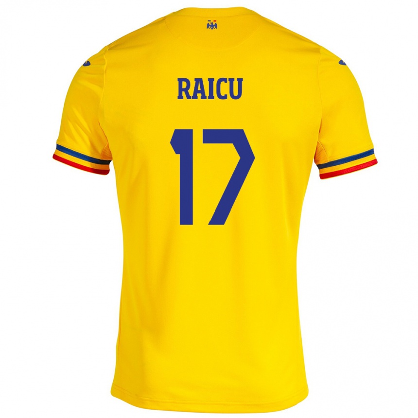 Niño Fútbol Camiseta Rumania Alin Raicu #17 Amarillo 1ª Equipación 24-26 Perú