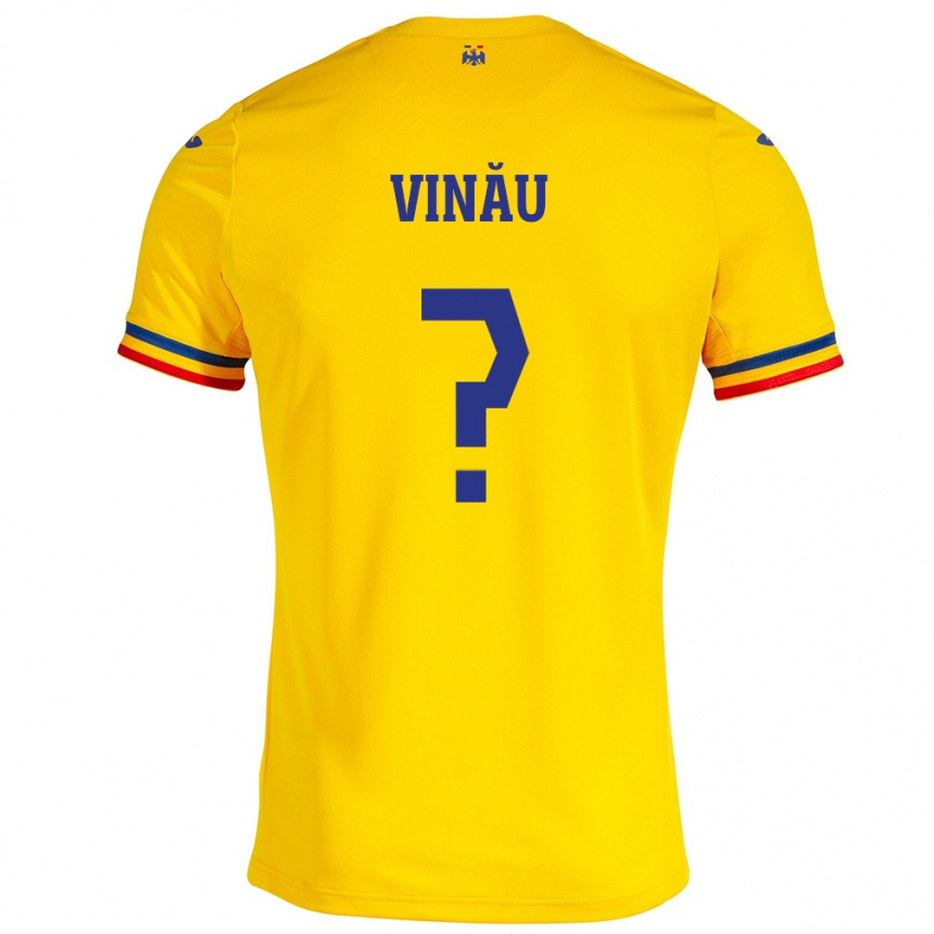 Niño Fútbol Camiseta Rumania Eric Vînău #0 Amarillo 1ª Equipación 24-26 Perú