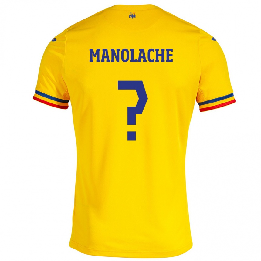 Niño Fútbol Camiseta Rumania Luca Manolache #0 Amarillo 1ª Equipación 24-26 Perú