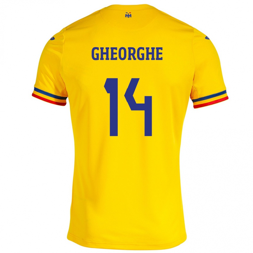 Niño Fútbol Camiseta Rumania Costyn Gheorghe #14 Amarillo 1ª Equipación 24-26 Perú