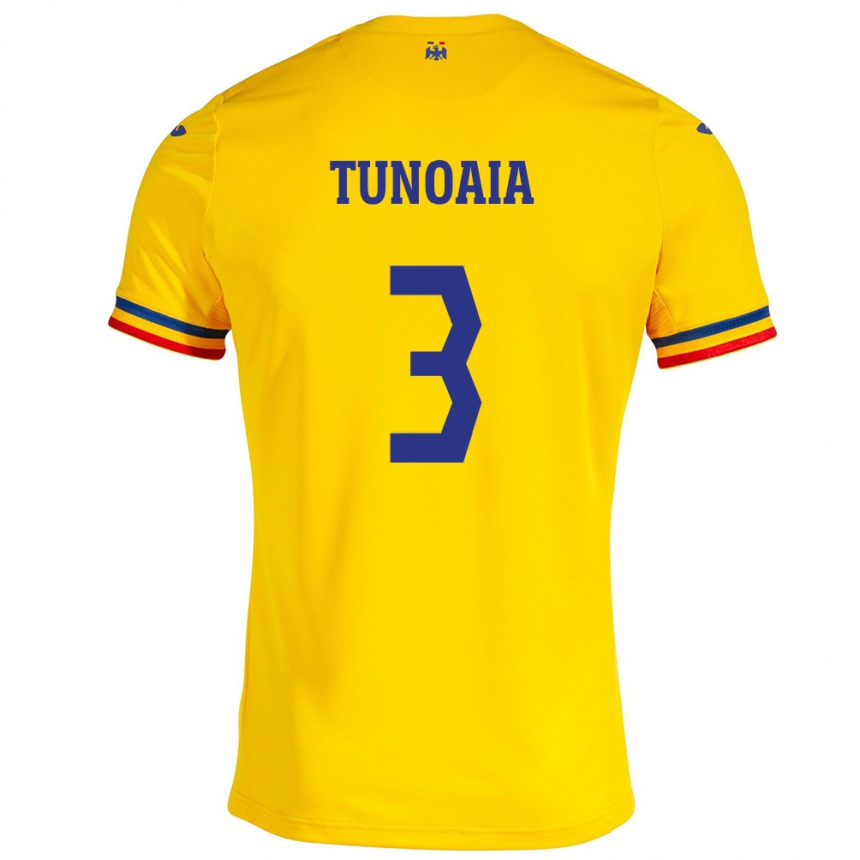 Niño Fútbol Camiseta Rumania Alexandra Tunoaia #3 Amarillo 1ª Equipación 24-26 Perú