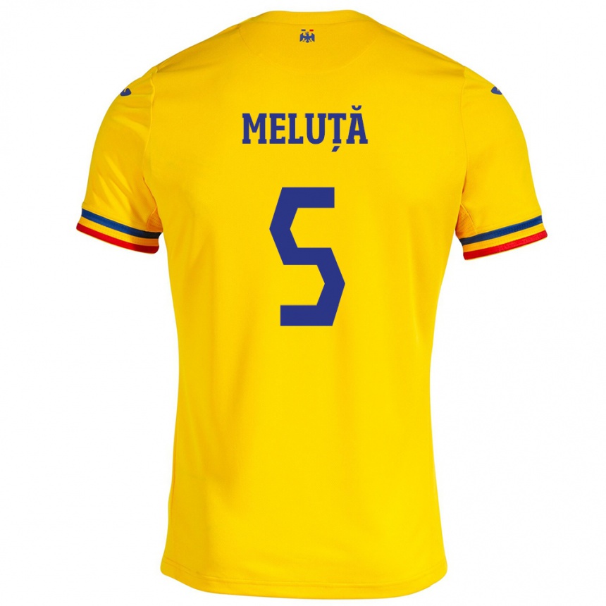 Niño Fútbol Camiseta Rumania Teodora Meluță #5 Amarillo 1ª Equipación 24-26 Perú