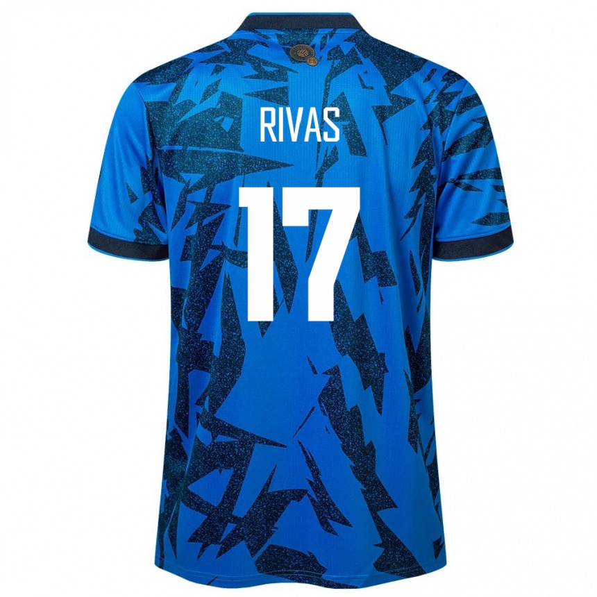 Niño Fútbol Camiseta El Salvador Eduardo Rivas #17 Azul 1ª Equipación 24-26 Perú