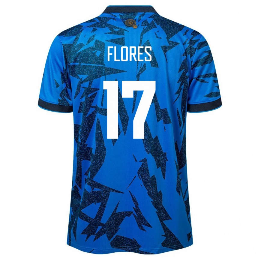 Niño Fútbol Camiseta El Salvador Diego Flores #17 Azul 1ª Equipación 24-26 Perú