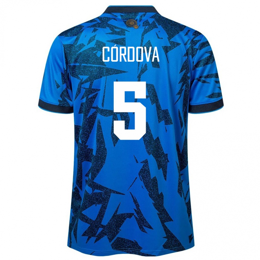 Niño Fútbol Camiseta El Salvador Edwin Córdova #5 Azul 1ª Equipación 24-26 Perú