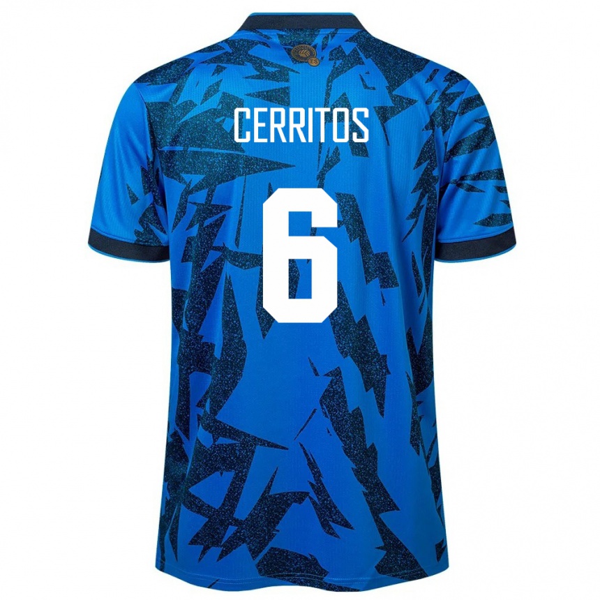 Niño Fútbol Camiseta El Salvador Mauricio Cerritos #6 Azul 1ª Equipación 24-26 Perú