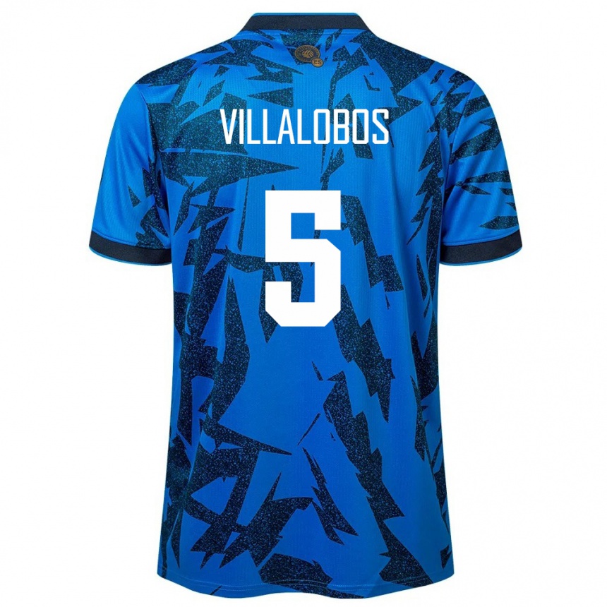 Niño Fútbol Camiseta El Salvador Kristian Villalobos #5 Azul 1ª Equipación 24-26 Perú