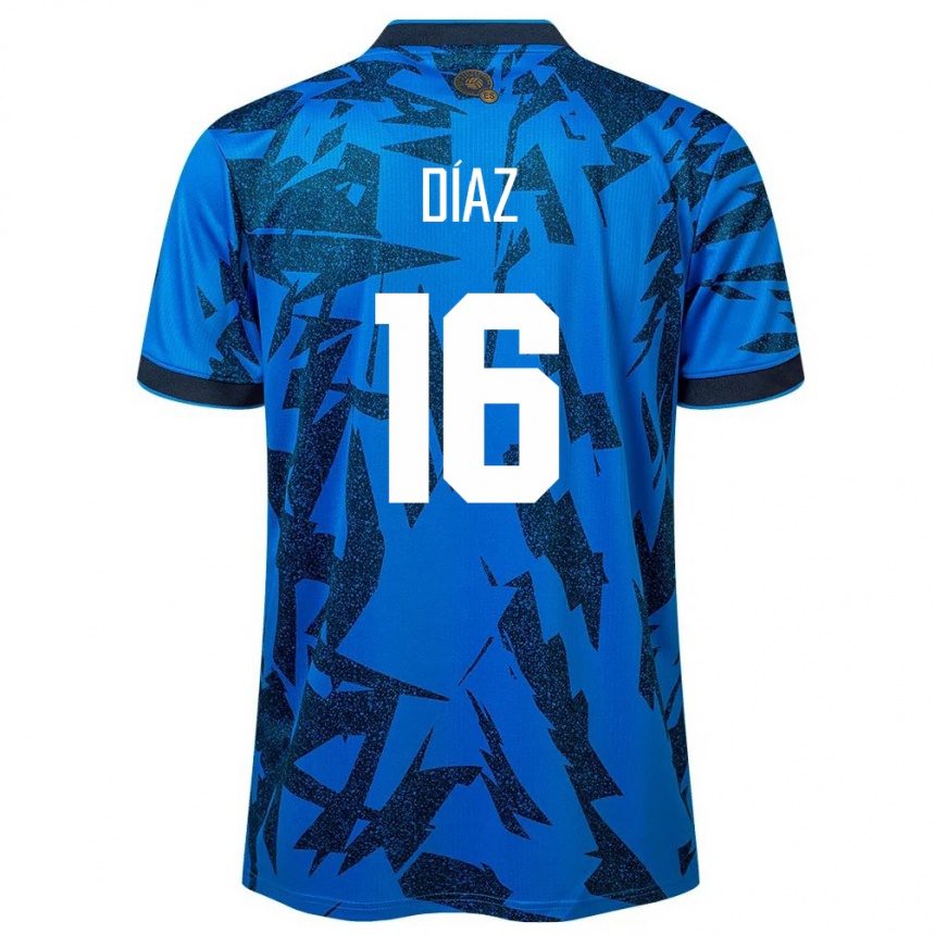 Niño Fútbol Camiseta El Salvador Wilber Díaz #16 Azul 1ª Equipación 24-26 Perú