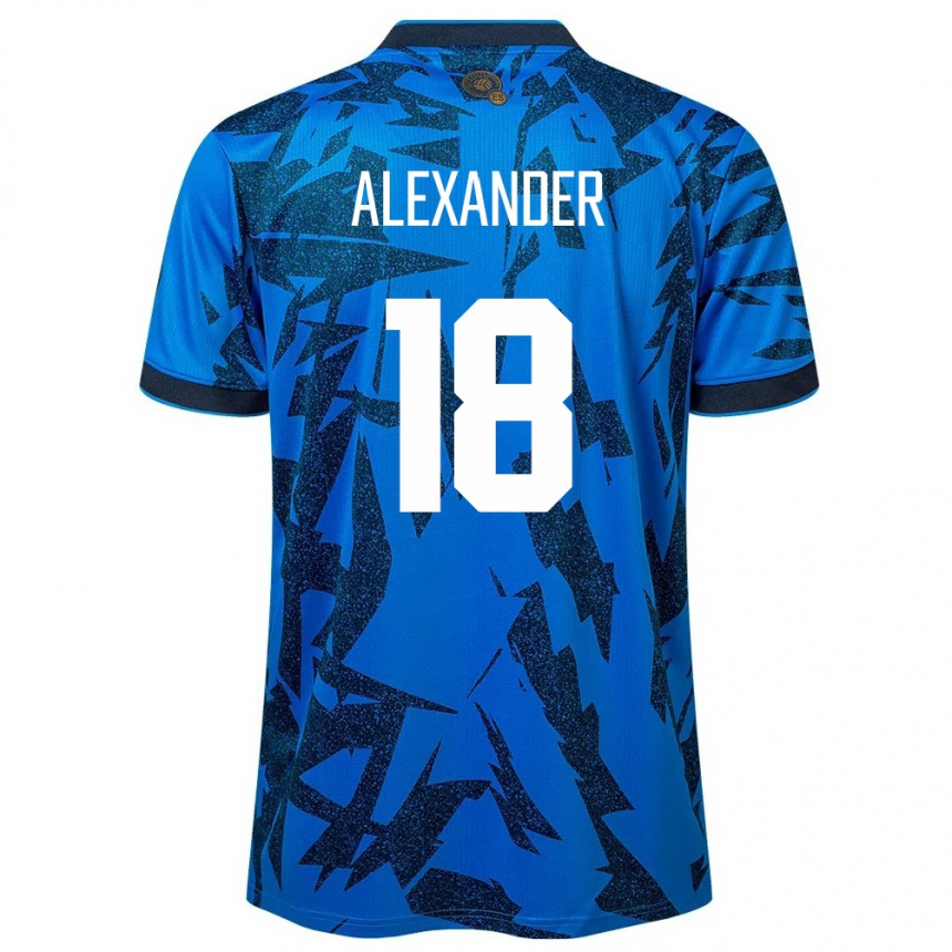 Niño Fútbol Camiseta El Salvador Alexander Aguilar #18 Azul 1ª Equipación 24-26 Perú