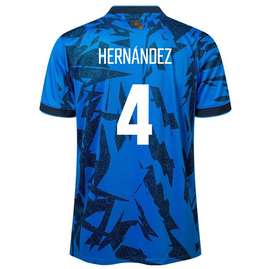 Niño Fútbol Camiseta El Salvador Elaily Hernández #4 Azul 1ª Equipación 24-26 Perú