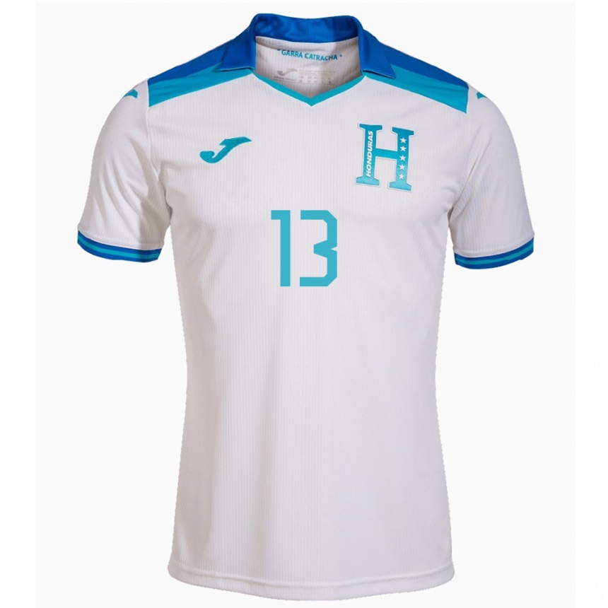 Niño Fútbol Camiseta Honduras Marco Aceituno #13 Blanco 1ª Equipación 24-26 Perú