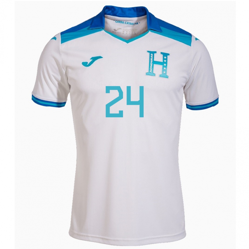 Niño Fútbol Camiseta Honduras Daniel Carter #24 Blanco 1ª Equipación 24-26 Perú