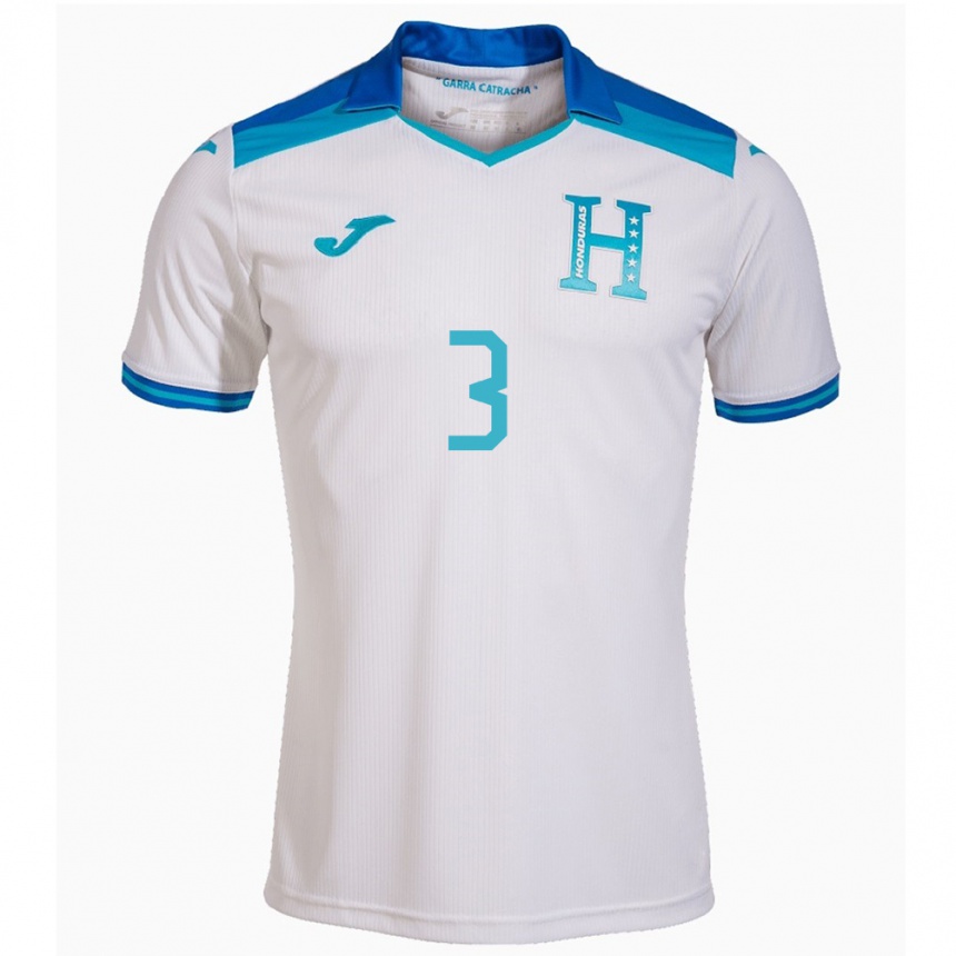 Niño Fútbol Camiseta Honduras David Herrera #3 Blanco 1ª Equipación 24-26 Perú