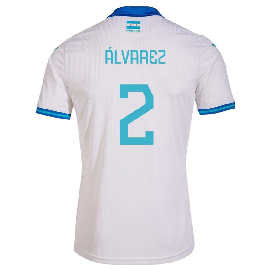 Niño Fútbol Camiseta Honduras Kevin Álvarez #2 Blanco 1ª Equipación 24-26 Perú