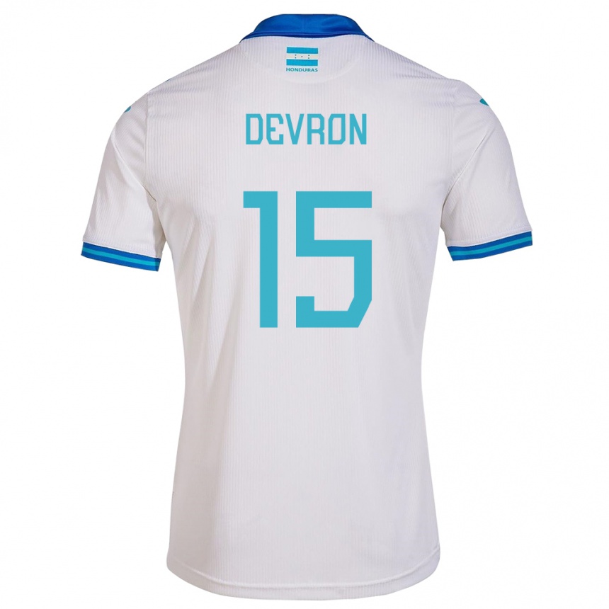 Niño Fútbol Camiseta Honduras Devron García #15 Blanco 1ª Equipación 24-26 Perú