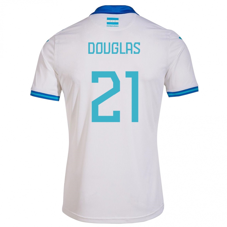 Niño Fútbol Camiseta Honduras Douglas Martínez #21 Blanco 1ª Equipación 24-26 Perú