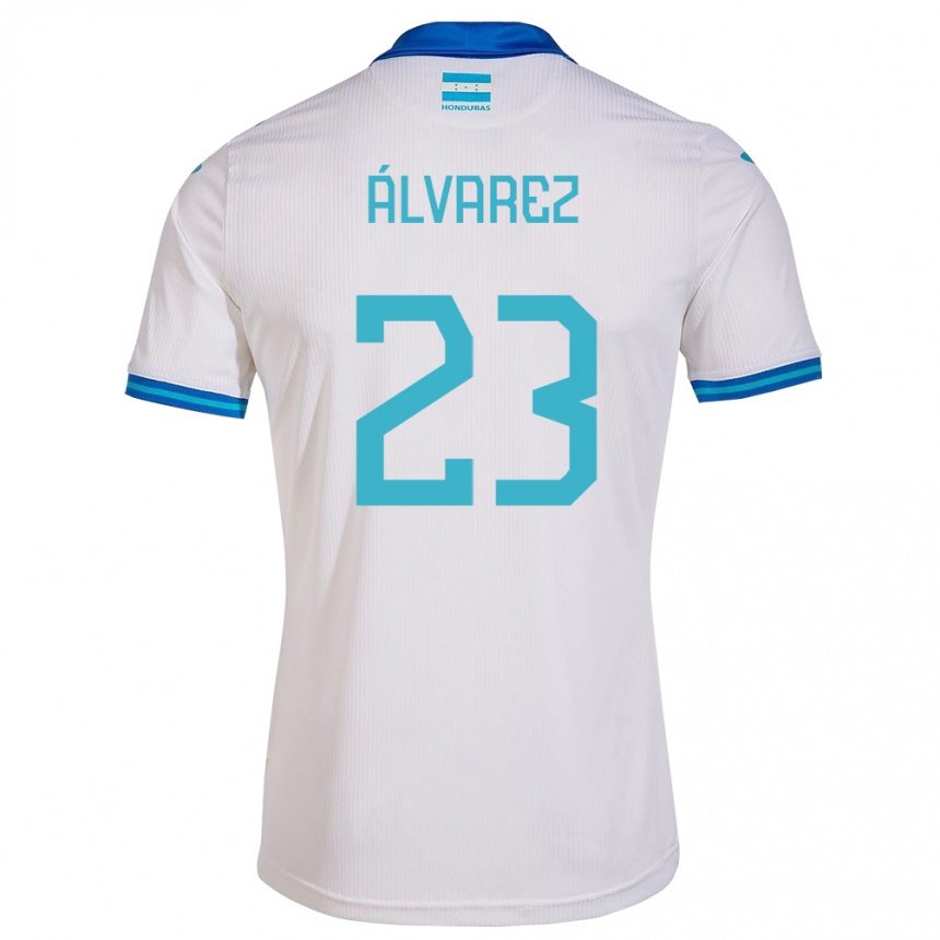 Niño Fútbol Camiseta Honduras Jorge Álvarez #23 Blanco 1ª Equipación 24-26 Perú