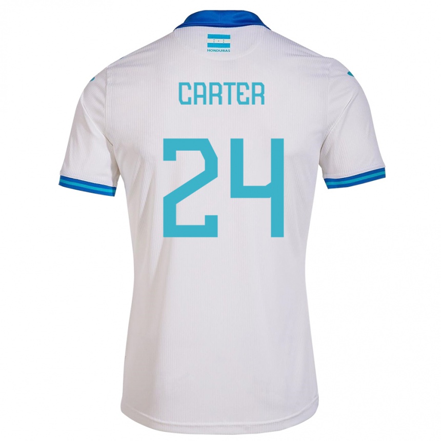 Niño Fútbol Camiseta Honduras Daniel Carter #24 Blanco 1ª Equipación 24-26 Perú