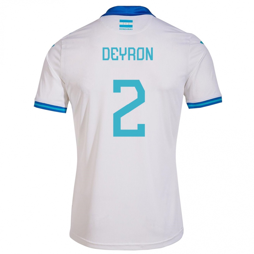 Niño Fútbol Camiseta Honduras Deyron Martínez #2 Blanco 1ª Equipación 24-26 Perú