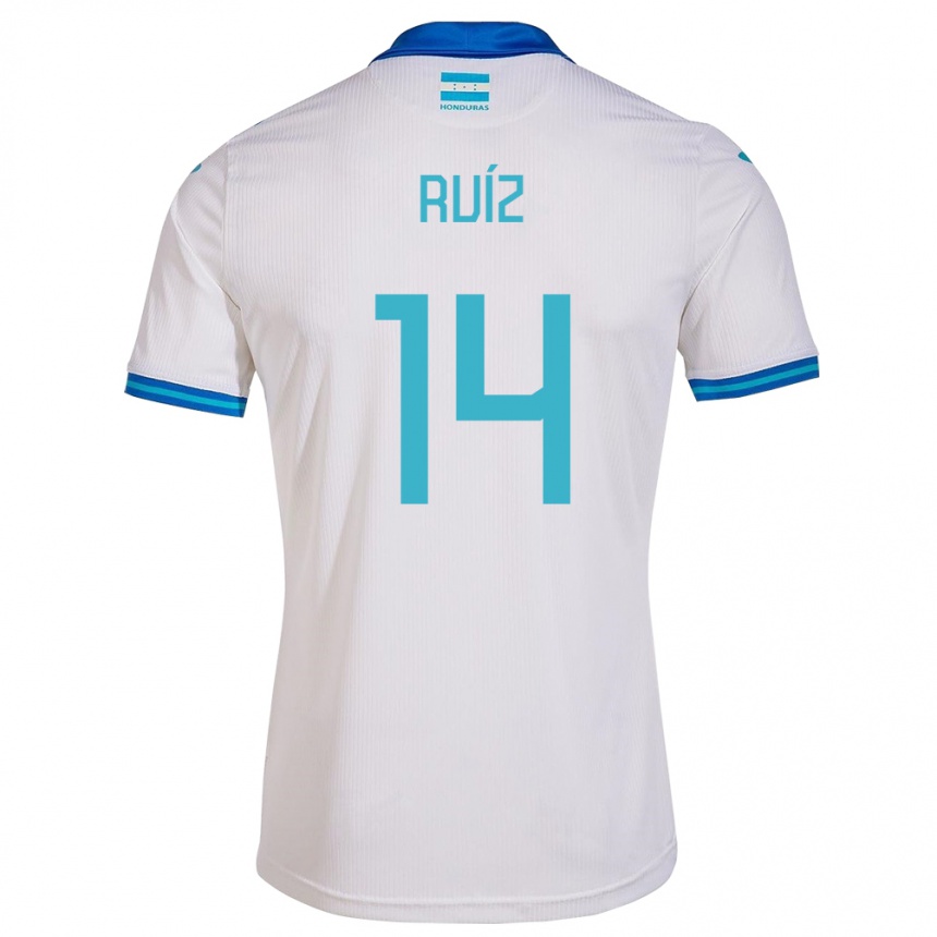 Niño Fútbol Camiseta Honduras David Ruíz #14 Blanco 1ª Equipación 24-26 Perú