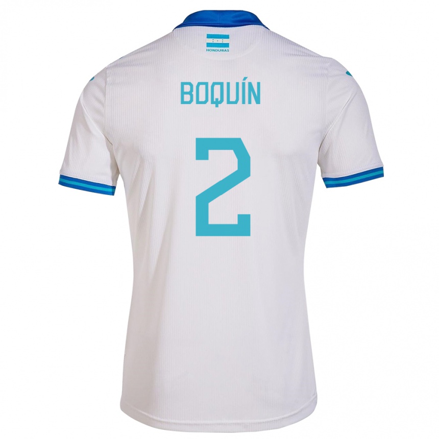 Niño Fútbol Camiseta Honduras Stiven Boquín #2 Blanco 1ª Equipación 24-26 Perú