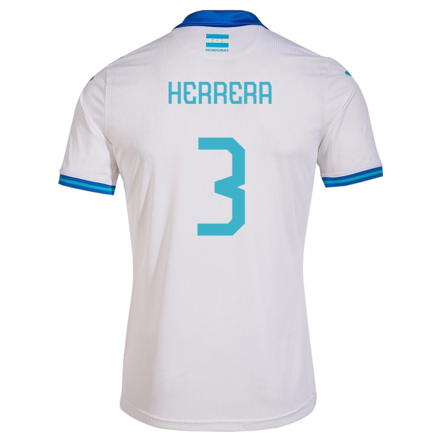 Niño Fútbol Camiseta Honduras David Herrera #3 Blanco 1ª Equipación 24-26 Perú