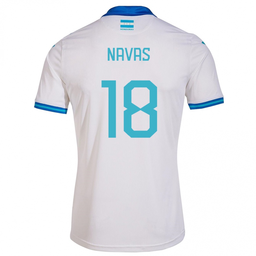 Niño Fútbol Camiseta Honduras Johan Navas #18 Blanco 1ª Equipación 24-26 Perú