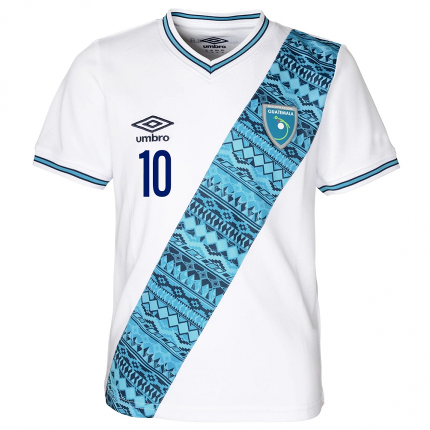 Niño Fútbol Camiseta Guatemala Axel De La Cruz #10 Blanco 1ª Equipación 24-26 Perú