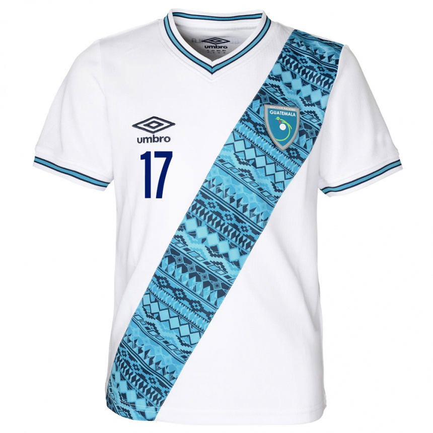 Niño Fútbol Camiseta Guatemala Óscar Castellanos #17 Blanco 1ª Equipación 24-26 Perú