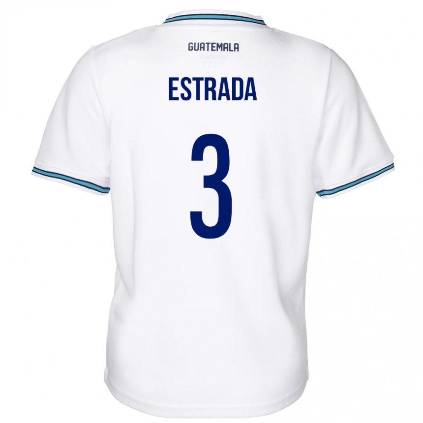 Niño Fútbol Camiseta Guatemala Carlos Estrada #3 Blanco 1ª Equipación 24-26 Perú