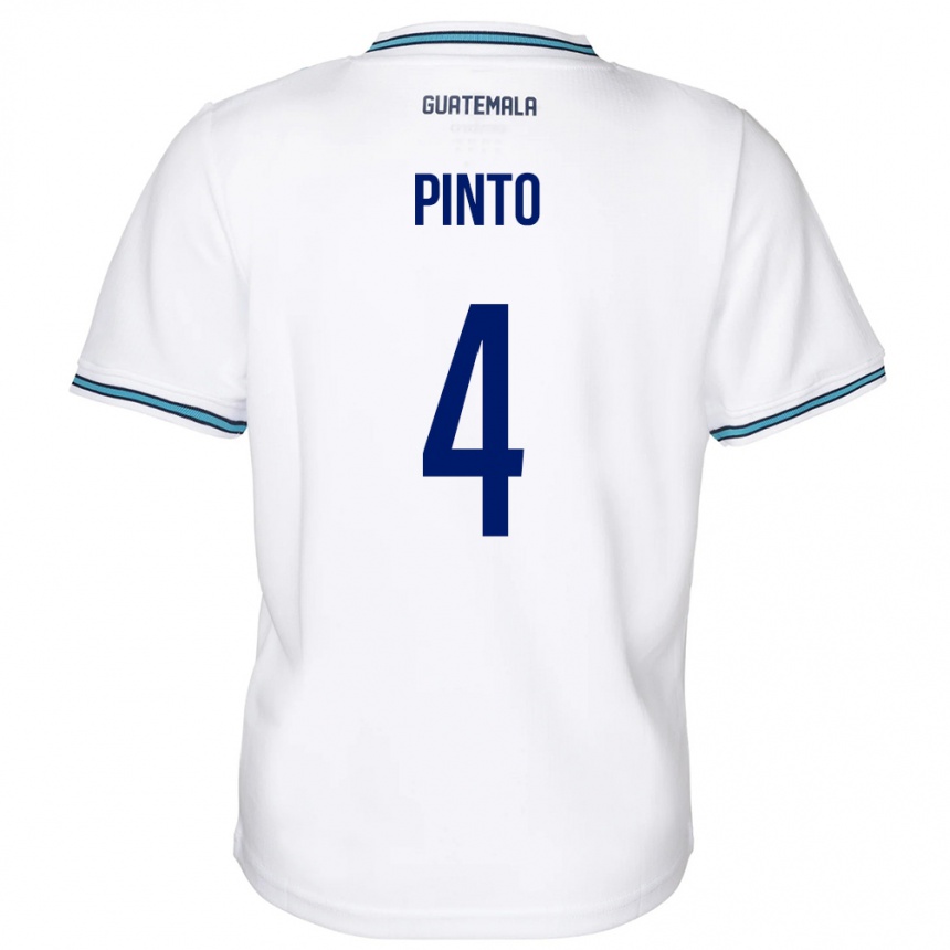 Niño Fútbol Camiseta Guatemala José Carlos Pinto #4 Blanco 1ª Equipación 24-26 Perú