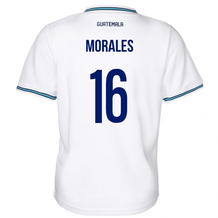 Niño Fútbol Camiseta Guatemala José Morales #16 Blanco 1ª Equipación 24-26 Perú