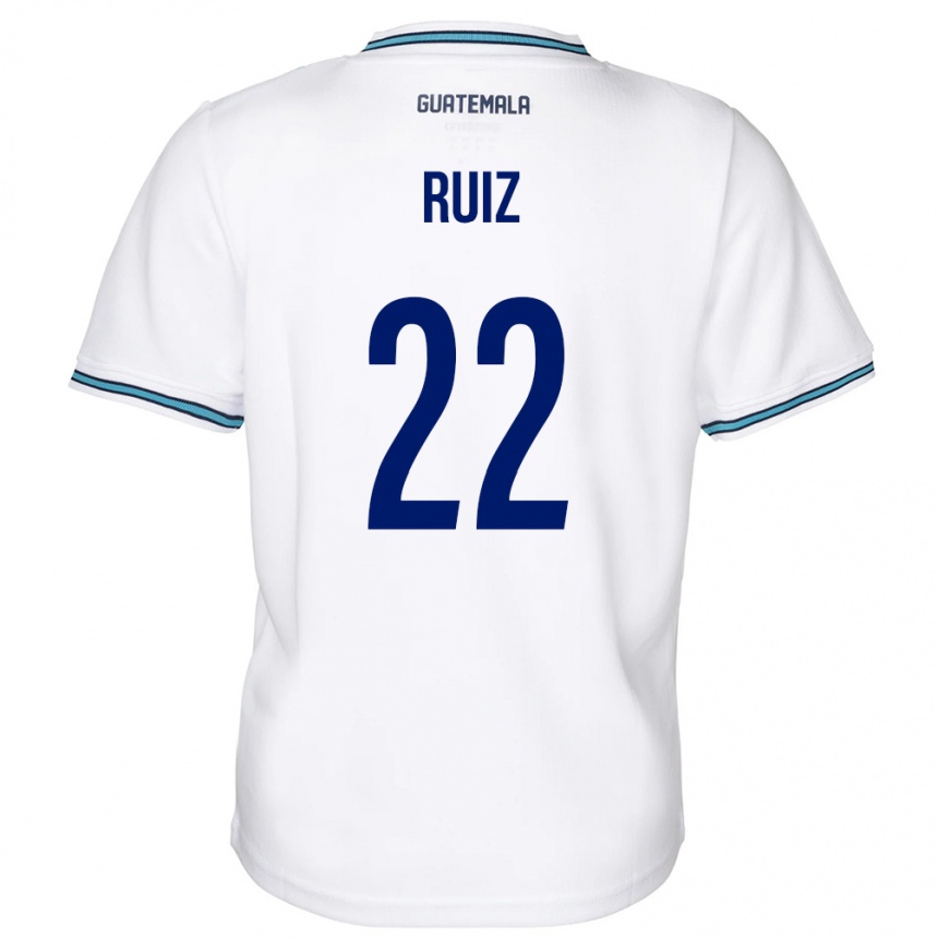 Niño Fútbol Camiseta Guatemala Kevin Ruiz #22 Blanco 1ª Equipación 24-26 Perú