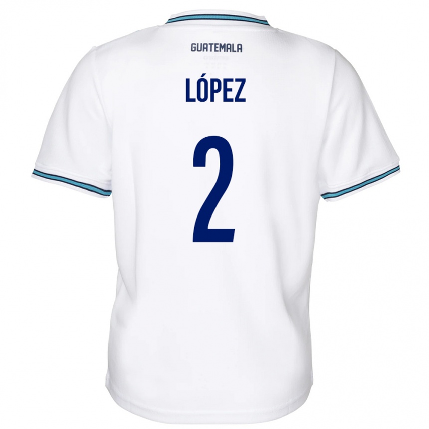 Niño Fútbol Camiseta Guatemala Francisco López #2 Blanco 1ª Equipación 24-26 Perú