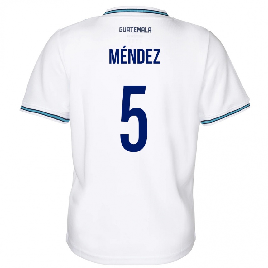 Niño Fútbol Camiseta Guatemala Diego Méndez #5 Blanco 1ª Equipación 24-26 Perú