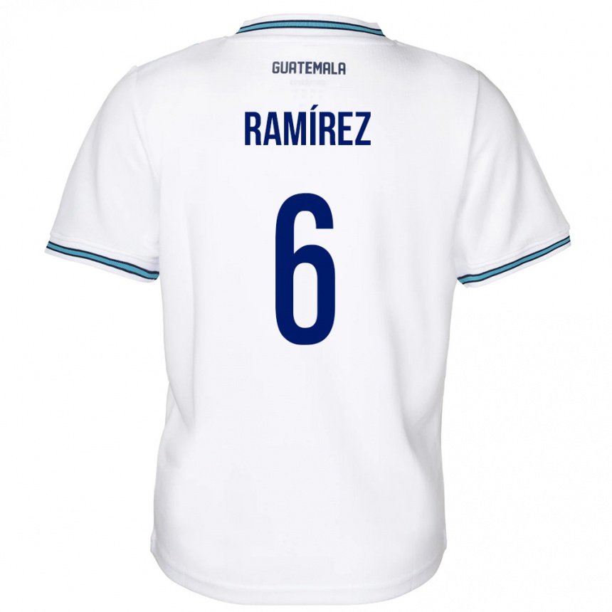 Niño Fútbol Camiseta Guatemala Kevin Ramírez #6 Blanco 1ª Equipación 24-26 Perú