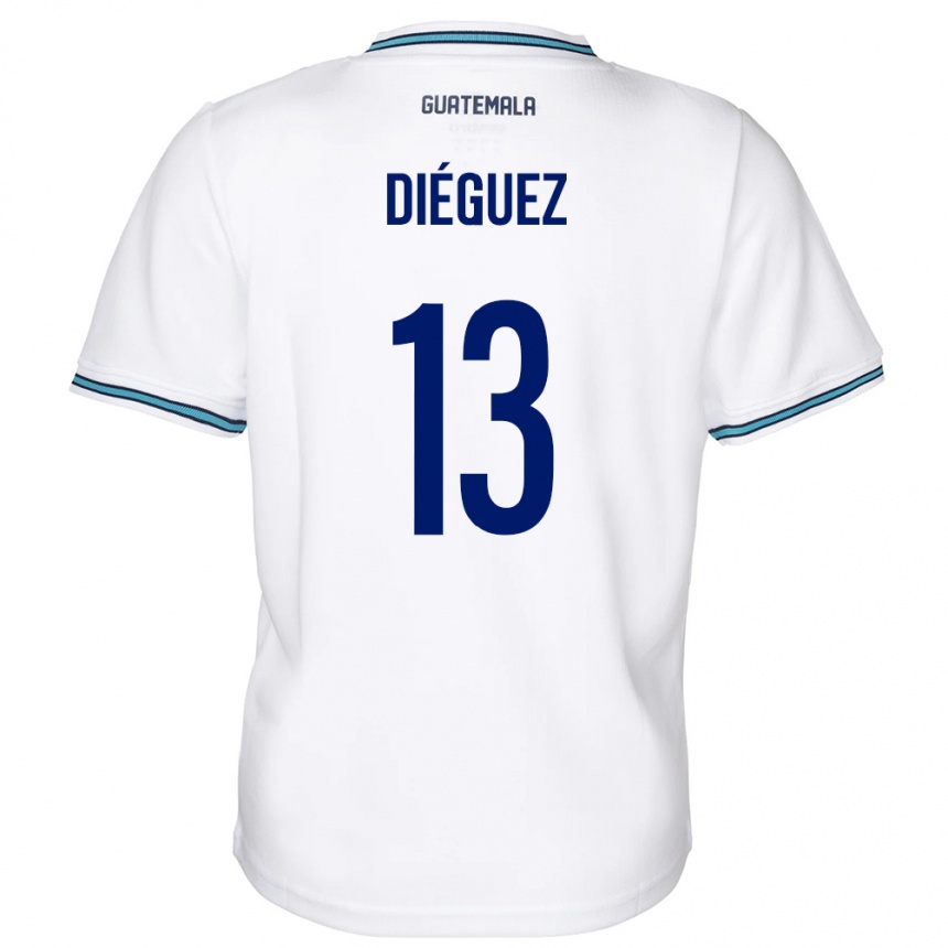 Niño Fútbol Camiseta Guatemala Jonathan Diéguez #13 Blanco 1ª Equipación 24-26 Perú