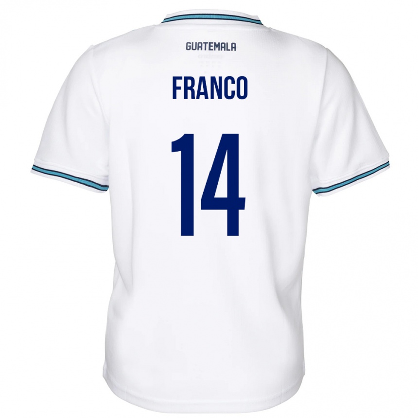 Niño Fútbol Camiseta Guatemala Jonathan Franco #14 Blanco 1ª Equipación 24-26 Perú