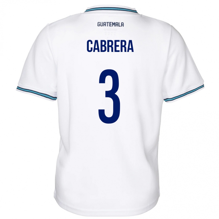 Niño Fútbol Camiseta Guatemala Gabriel Cabrera #3 Blanco 1ª Equipación 24-26 Perú