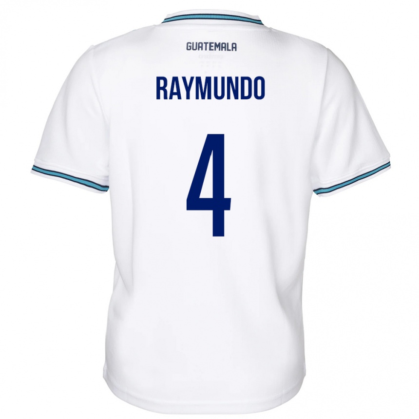 Niño Fútbol Camiseta Guatemala Cristopher Raymundo #4 Blanco 1ª Equipación 24-26 Perú