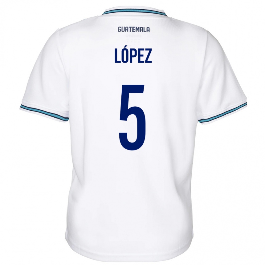 Niño Fútbol Camiseta Guatemala Jeffery López #5 Blanco 1ª Equipación 24-26 Perú