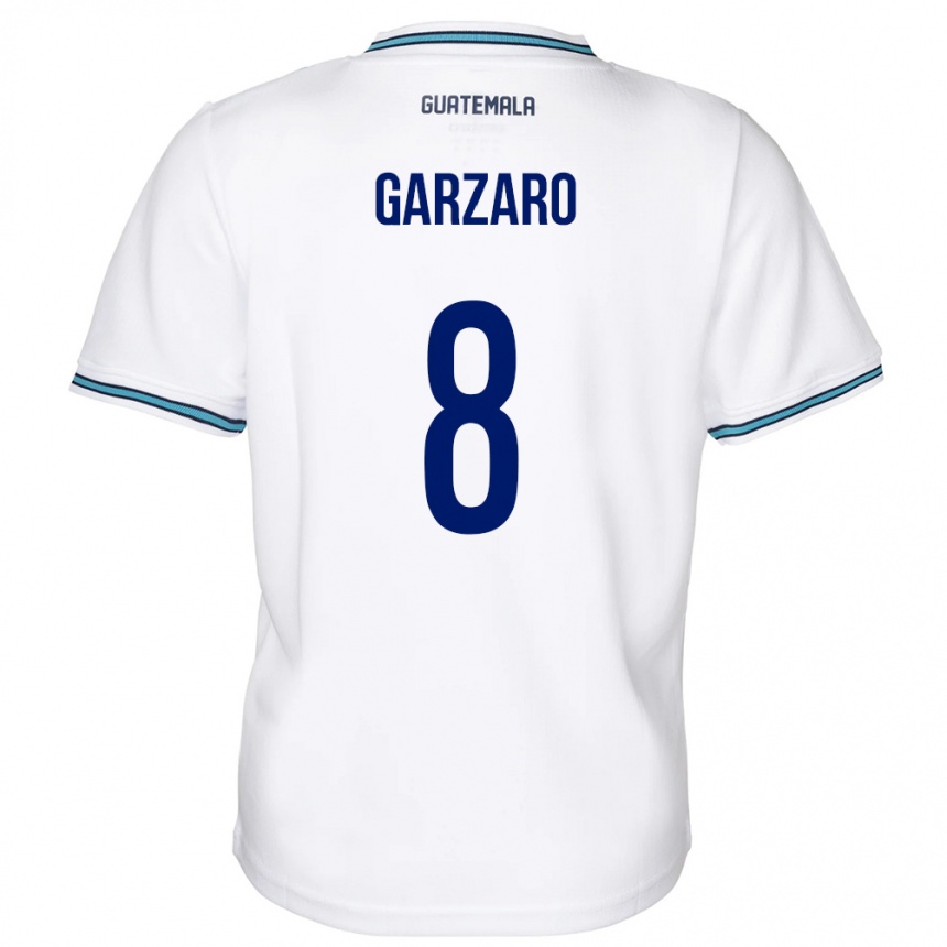 Niño Fútbol Camiseta Guatemala Santiago Garzaro #8 Blanco 1ª Equipación 24-26 Perú