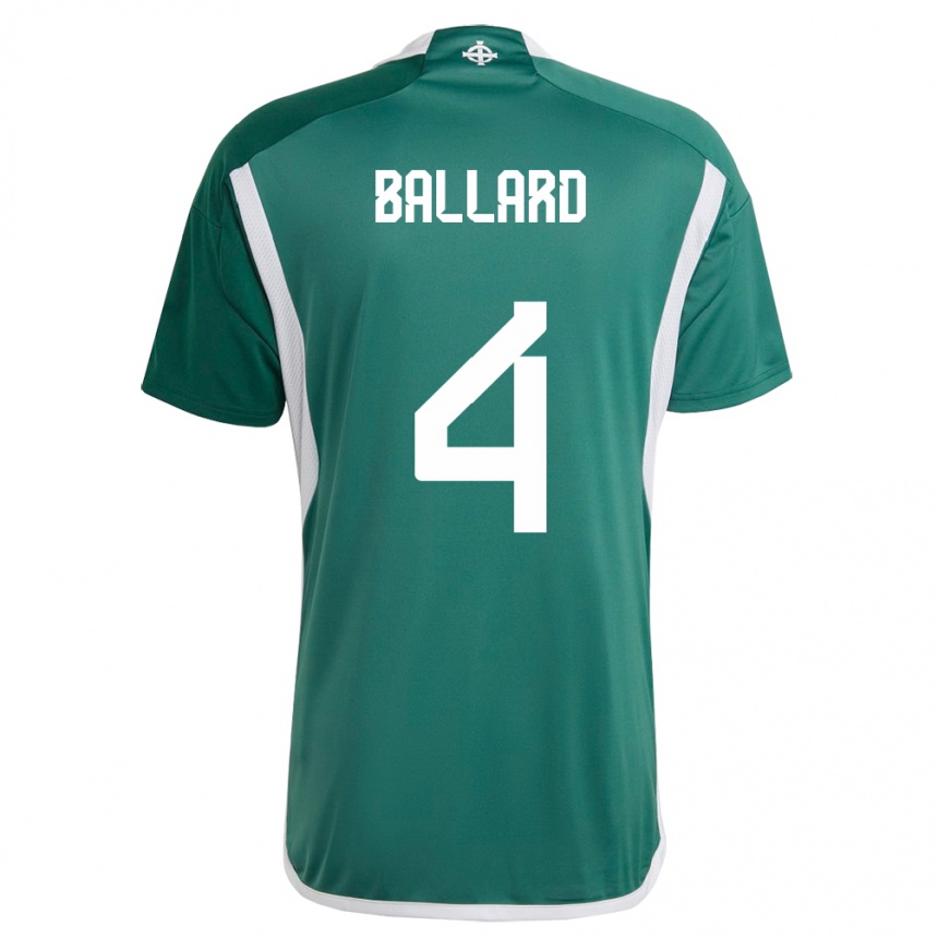 Niño Fútbol Camiseta Irlanda Del Norte Daniel Ballard #4 Verde 1ª Equipación 24-26 Perú