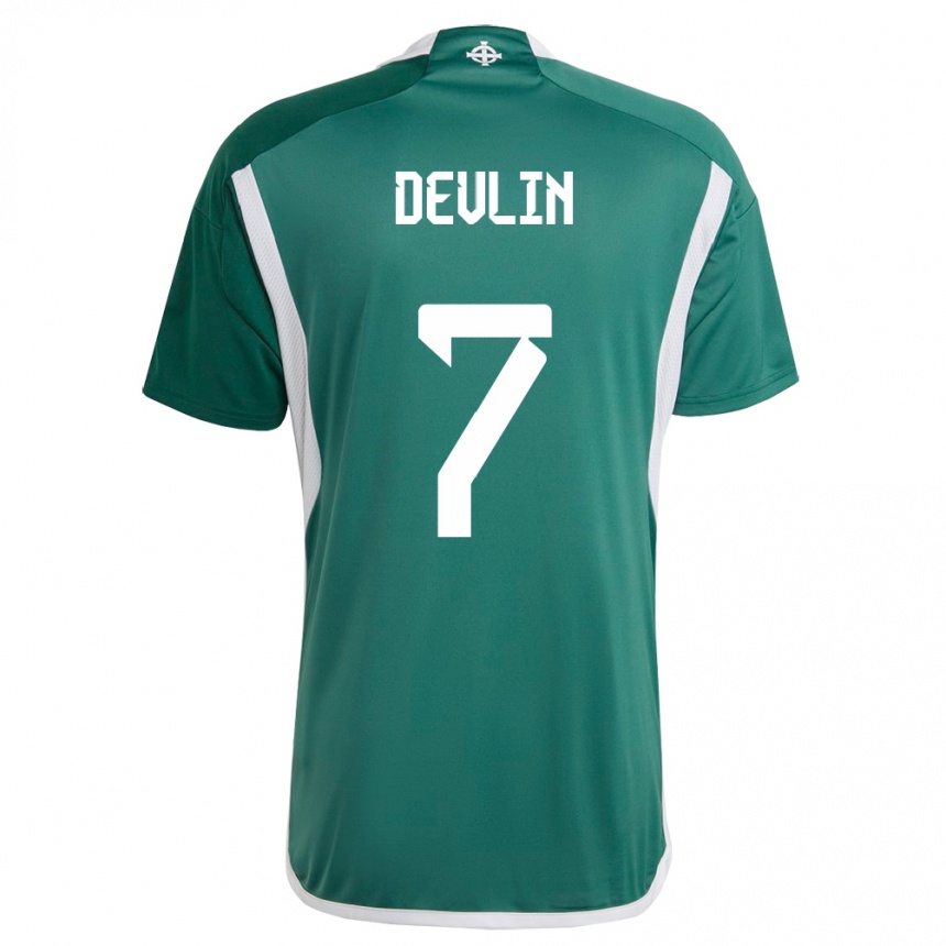 Niño Fútbol Camiseta Irlanda Del Norte Terry Devlin #7 Verde 1ª Equipación 24-26 Perú