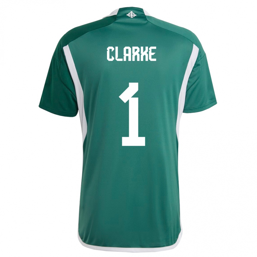 Niño Fútbol Camiseta Irlanda Del Norte Josh Clarke #1 Verde 1ª Equipación 24-26 Perú