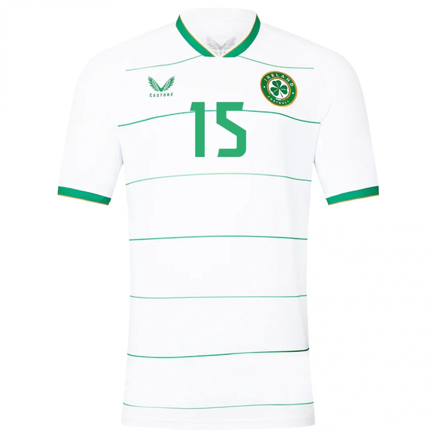 Niño Fútbol Camiseta Irlanda Liam Scales #15 Blanco 2ª Equipación 24-26 Perú