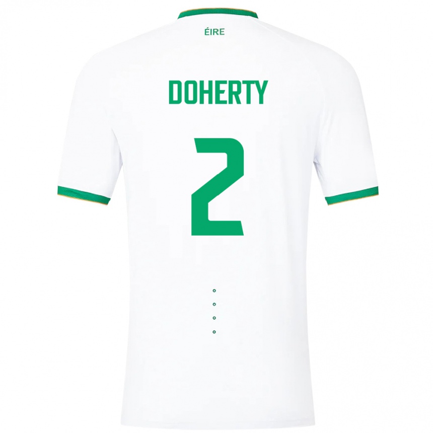 Niño Fútbol Camiseta Irlanda Matt Doherty #2 Blanco 2ª Equipación 24-26 Perú