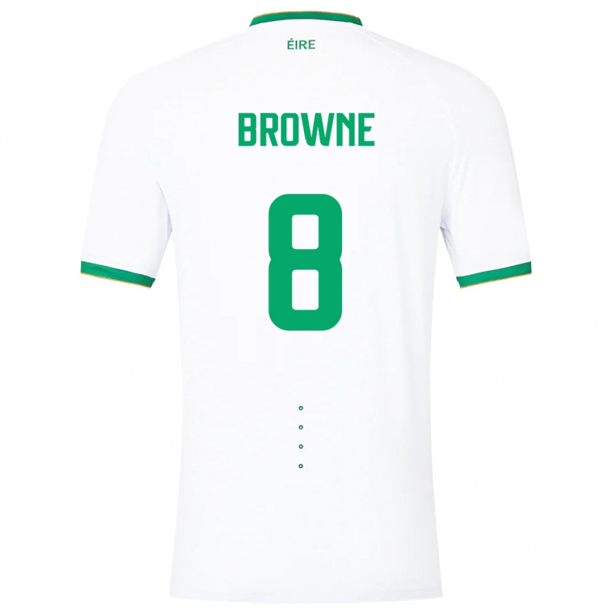 Niño Fútbol Camiseta Irlanda Alan Browne #8 Blanco 2ª Equipación 24-26 Perú