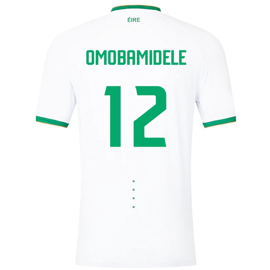 Niño Fútbol Camiseta Irlanda Andrew Omobamidele #12 Blanco 2ª Equipación 24-26 Perú